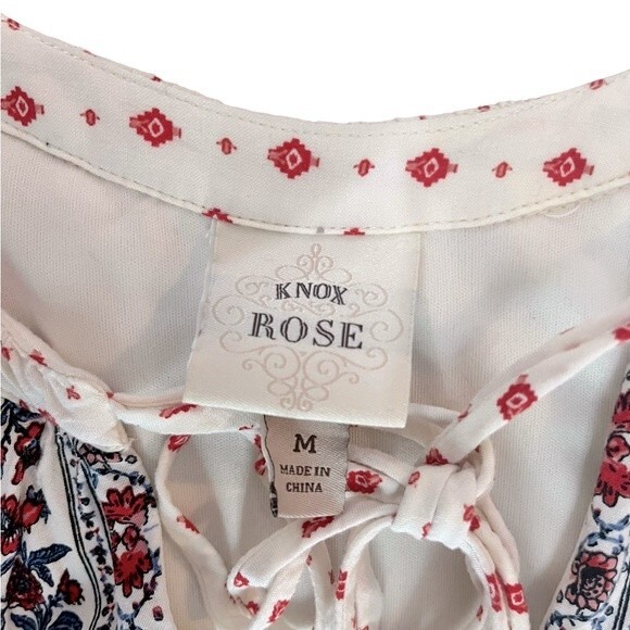 Knox Rose Midi Knee Length Boho Dress Cream Red Paisley Medium - Picture 5 of 8